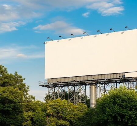 a white blank hoarding board