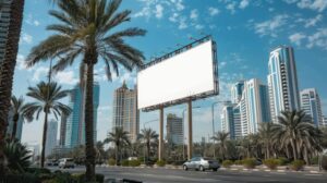 A white hoarding board Dubai